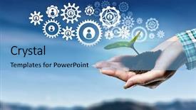  Presentation with interaction - Presentation design with nature and technology interaction mixed background and a  colored foreground