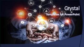  Presentation with interaction - PPT theme with nature and technology interaction mixed background and a  colored foreground