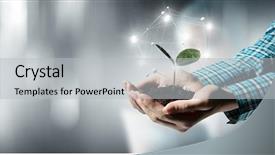  Presentation with interaction - PPT theme enhanced with nature and technology interaction background and a light gray colored foreground