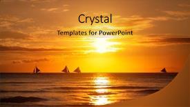  Presentation with sailboat - Cool new slide deck with nature background beautiful sunset with reflection in sea with sailboat backdrop and a gold colored foreground