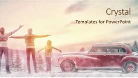  Presentation with vintage car - Slide set featuring nature background christmas holidays time background and a cream colored foreground