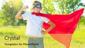  Presentation with superhero - Colorful slides enhanced with nature background little boy wearing backdrop and a yellow colored foreground
