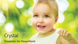  Presentation with baby girl announcement - Presentation theme featuring nature background smiling adorable one background and a yellow colored foreground