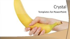  Presentation with banana - Amazing theme having nature banane - female hand holding banana isolated backdrop and a white colored foreground