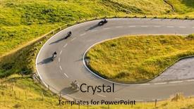  Presentation with drivers - PPT layouts with nature banane - motorcycle drivers riding in alpine background and a gold colored foreground