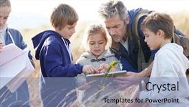  Presentation with nature countryside - Presentation theme consisting of nature children - teacher taking kids to countryside background and a light blue colored foreground