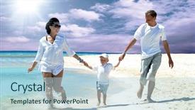  Presentation with family - Slides enhanced with nature children - view of happy young family background and a  colored foreground