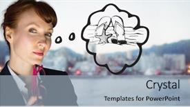  Presentation with blue business proposal - Beautiful PPT theme featuring nature clip art - business woman dreaming of beach backdrop and a light blue colored foreground