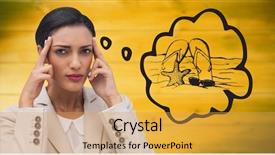  Presentation with beach - Cool new PPT theme with nature clip art - frustrated business woman dreaming backdrop and a yellow colored foreground