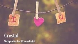  Presentation with love heart - Amazing PPT theme having nature clip art - i love you heart pinned backdrop and a violet colored foreground