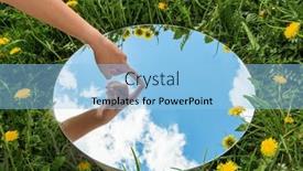  Presentation with mirror reflection - Presentation featuring nature-concept-hand-touching-sky background and a light blue colored foreground