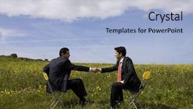  Presentation with handshake - Colorful presentation enhanced with nature corporate - two businessman making a deal backdrop and a light blue colored foreground
