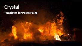  Presentation with roof - Presentation theme consisting of nature disaster - burning fire background and a black colored foreground