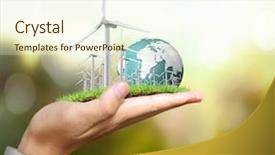  Presentation with wind turbines - Slides with nature energy - eco power wind turbines background and a cream colored foreground