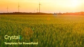 Presentation with wind turbines - Cool new presentation design with nature energy - wind turbines farm backdrop and a tawny brown colored foreground