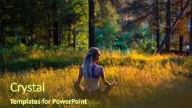  Presentation with green energy - PPT theme featuring nature energy - yoga woman on a picturesque background and a tawny brown colored foreground