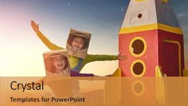  Presentation with rocket - Slide deck enhanced with nature family friends game background and a gold colored foreground