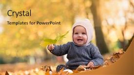  Presentation with baby girl - Cool new presentation design with nature garden - beautiful baby girl backdrop and a yellow colored foreground