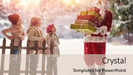 Presentation with happy holiday - PPT layouts with nature happy kids outdoors santa background and a lemonade colored foreground