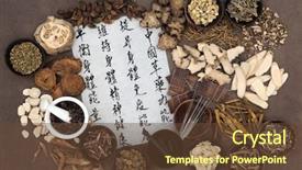  Presentation with maintain - Theme featuring nature healing - chinese herbal medicine with acupuncture background and a tawny brown colored foreground