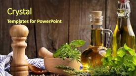  Presentation with oil - PPT layouts having nature healing - herbs and oil on wooden background and a tawny brown colored foreground
