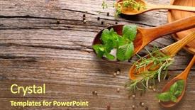  Presentation with herbs - Amazing presentation theme having nature healing - herbs and spice on wooden backdrop and a tawny brown colored foreground