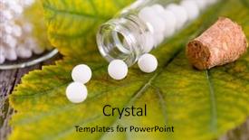  Presentation with homeopathic - PPT theme having nature healing - homeopathic lactose sugar globules background and a gold colored foreground
