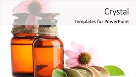  Presentation with echinacea - Cool new PPT layouts with nature healing - medicine bottles with purple echinacea backdrop and a white colored foreground