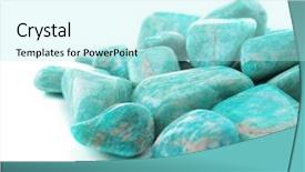  Presentation with medical pill medicine white blue - Presentation design consisting of nature healing - pile of amazonites isolated background and a  colored foreground