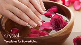  Presentation with healing hands - PPT theme consisting of nature healing - spa for hands background and a wine colored foreground