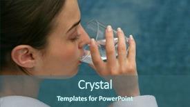  Presentation with drinking glass - Theme featuring nature healing - woman drinking a glass background and a ocean colored foreground