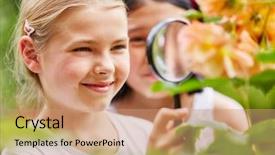  Presentation with curiosity - PPT theme featuring nature in garden using loupe background and a coral colored foreground