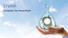  Presentation with bottle - Slide deck with nature-inside-a-glass-bottle background and a light blue colored foreground