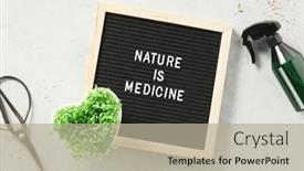  Presentation with healthy eating - Presentation theme with nature-is-medicine-letter-board background and a mint green colored foreground