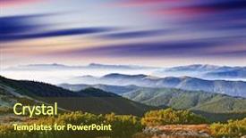  Presentation with land - PPT theme enhanced with nature land - majestic sunset in the mountains background and a tawny brown colored foreground