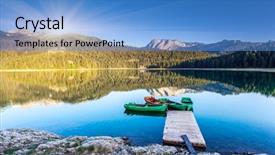  Presentation with mountain water - Presentation theme having nature land - reflection in water of mountain background and a teal colored foreground