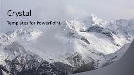  Presentation with range land animal - Presentation theme consisting of nature landscape - high mountain range in winter background and a lemonade colored foreground