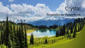  Presentation with glacier - Beautiful slides featuring nature landscape - image lake and glacier peak backdrop and a light blue colored foreground