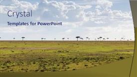  Presentation with savannah - PPT theme enhanced with nature landscape and wildlife concept - acacia tree in maasai mara national reserve savannah at africa background and a lemonade colored foreground