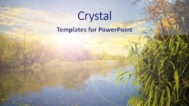  Presentation with pond - Slide deck having nature-landscape-with-pond background and a lemonade colored foreground