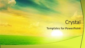  Presentation with beautiful nature - PPT theme with nature meadow - beautiful sunset on a spring background and a yellow colored foreground
