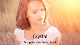  Presentation with light colors - Presentation design consisting of nature meadow - beauty romantic girl outdoors beautiful background and a coral colored foreground