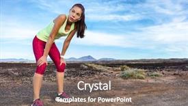  Presentation with running mountains - Cool new presentation theme with nature mountains woman training hard backdrop and a violet colored foreground