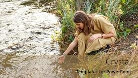  Presentation with water science - Cool new slide deck with nature-occult-science-and-supernatural backdrop and a coral colored foreground