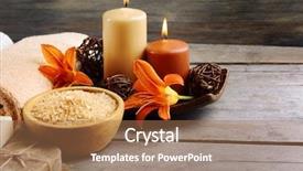  Presentation with rustic wood and flowers - Slide set having nature ocean - beautiful spa composition with flowers background and a  colored foreground