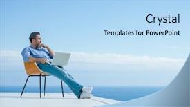  Presentation with relaxing - Presentation featuring nature ocean - handsome young man relaxing background and a light blue colored foreground