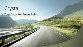  Presentation with ocean - Audience pleasing presentation theme consisting of nature ocean - road by the sea lofoten backdrop and a light blue colored foreground