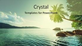  Presentation with island sunset - Colorful presentation enhanced with nature ocean - sunset on the beach mahe backdrop and a soft green colored foreground