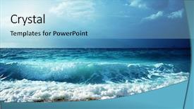  Presentation with sound waves wave oscillating - Cool new PPT theme with nature ocean - waves at seychelles beach backdrop and a light blue colored foreground