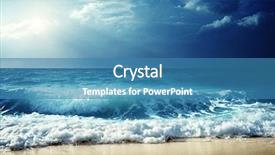  Presentation with sound waves wave oscillating - Slides having nature ocean - waves at seychelles beach background and a teal colored foreground